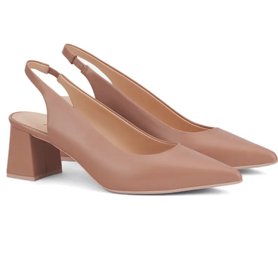 light brown pumps with block heels