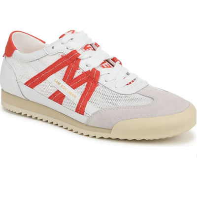white gray and orange sneaker