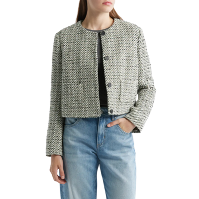 boxy crop jacket in light green