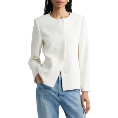 collarless jacket