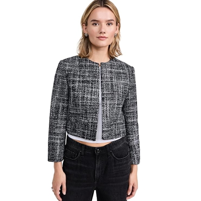 gray patterned lady jacket