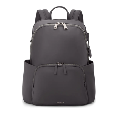 grayish black nylon backpack