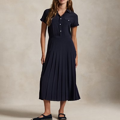 Splurge Tuesday’s Workwear Report: Silk Crepe Pleated Shirtdress Splurge Tuesday’s Workwear Report: Silk Crepe Pleated Shirtdress