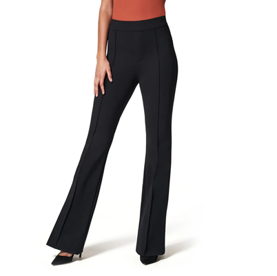 black flared pull-on pants for work