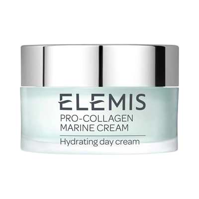 jar reads ELEMIS PRO-COLLAGEN MARINE CREAM Hydrating day cream
