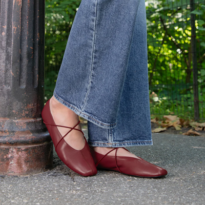 red flats with a square toe