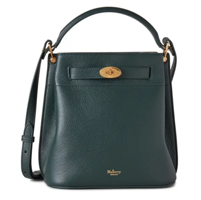 green leather bucket bag