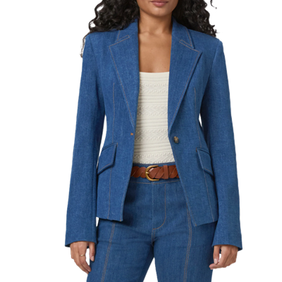 professional woman wears denim blazer