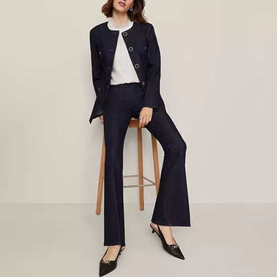 a denim pants suit