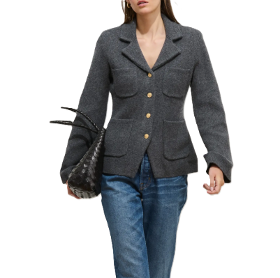 gray sweater blazer