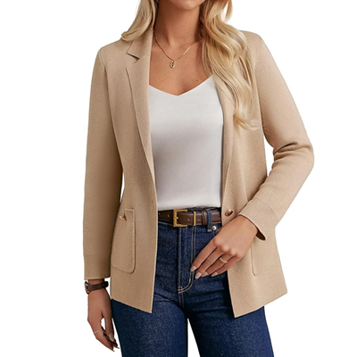beige sweater blazer