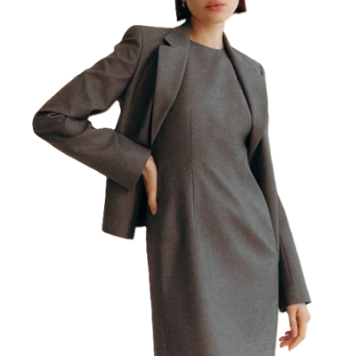 gray dress with blazer