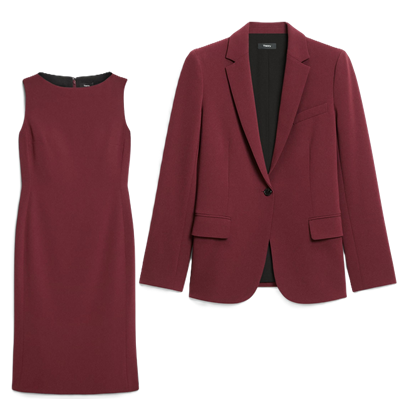 red dress with blazer