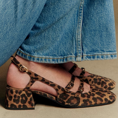 leopard print low heels