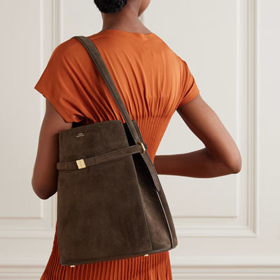 brown hobo tote with cinch detail