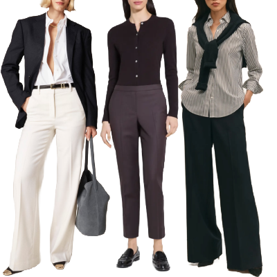 collage of women wear the best flannel dress pants for fall 2025 and winter 2026