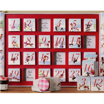 A bright and colorful open Bonne Maman advent calendar 