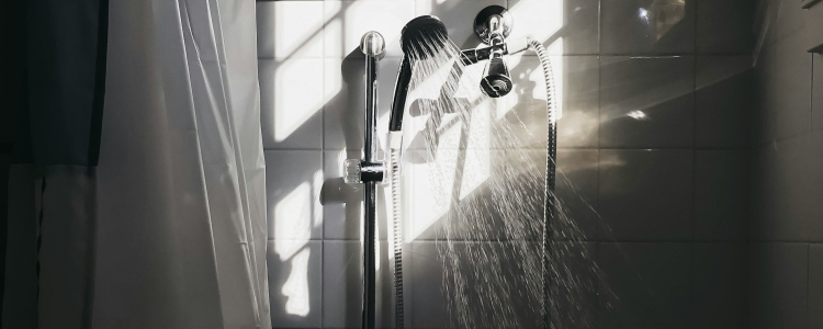 dark home shower stall with light coming in