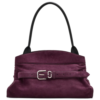 purple suede satchel bag