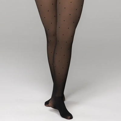 translucent fleece tights with dots