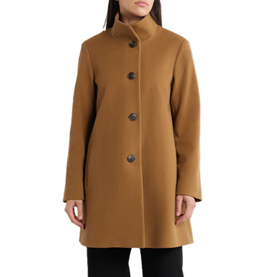 woman wears brown professional winter coat for women