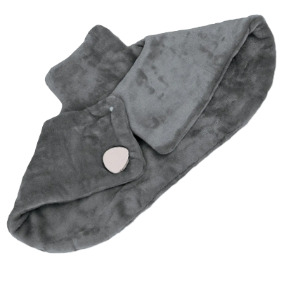 plush neck and shoulder heating pad with space for a cord