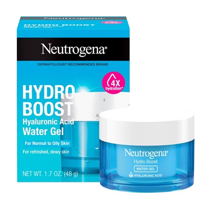 A jar of Neutrogena Hydro Boost in front of the blue packaging