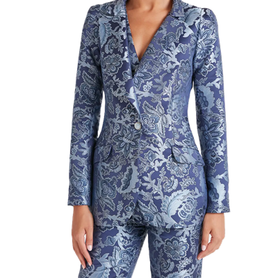 blue jacquard suit