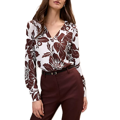 Ann Taylor Mixed Media top in Spring 2026 color and pattern