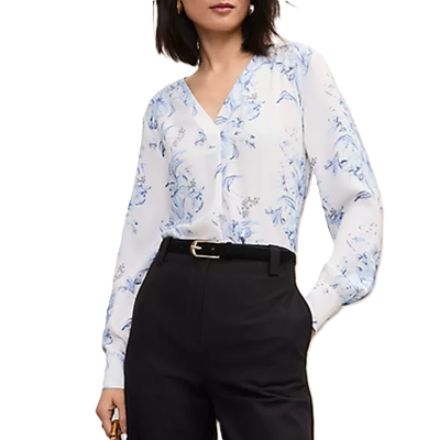 Ann Taylor Mixed Media top in Spring 2026 color and pattern