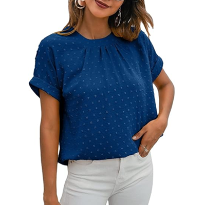 blue popover blouse