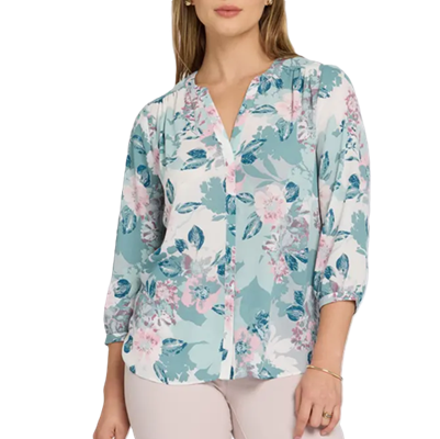 NYDJ popover blouse in Spring 2026 patterns and colors
