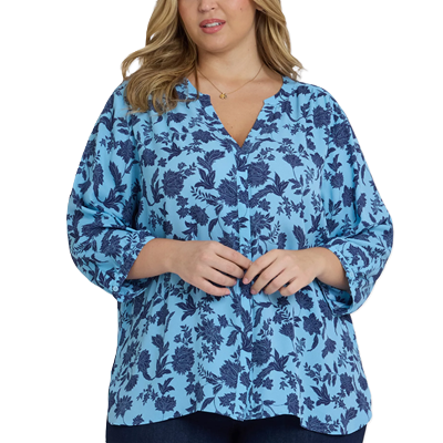 NYDJ popover blouse in Spring 2026 patterns and colors