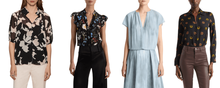 collage of 4 blouses