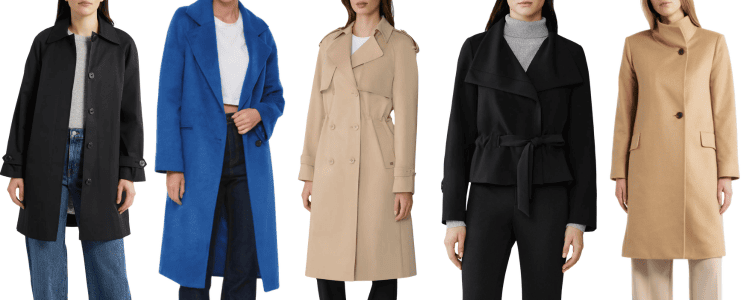 collage of 5 coats