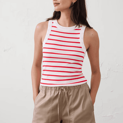 striped tank top with heavy ribbing and very thick edges