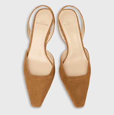 brownish slingback with slighty squared toed