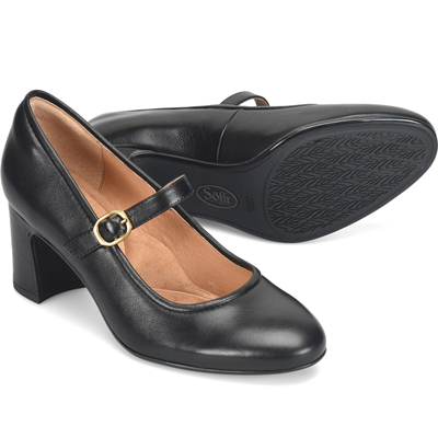 black Mary Jane block heels