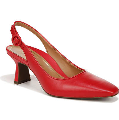 red leather slingback