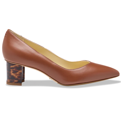 cognac heel with tortoiseshell block heel