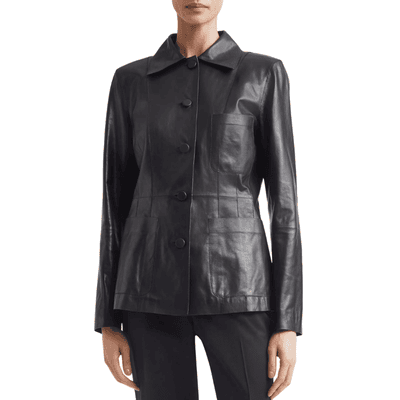 sleek black leather jacket