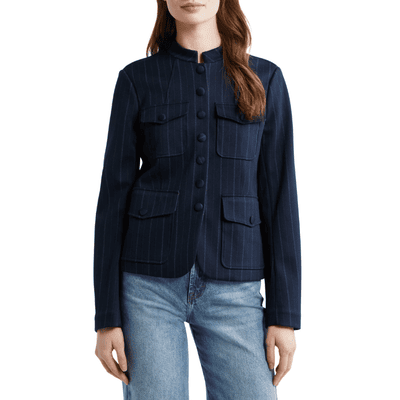 striped shrunken blazer