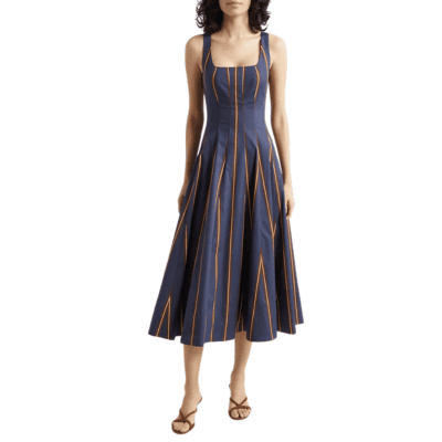 navy and orange stripey dress