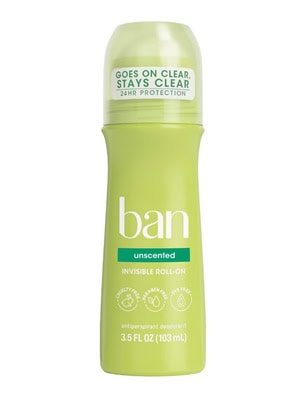 A yellow-green bottle of Ban Invisble Roll-On