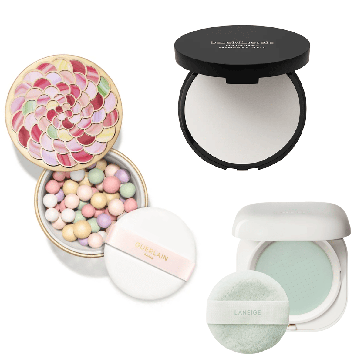 collage of setting powders