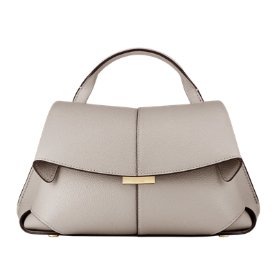 gray bag with interesting fold details