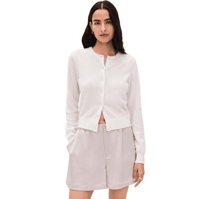 white cashmere cardi
